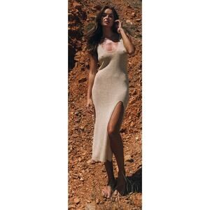 SNDYS Breeze Scoop neck Knit Midi Summer Beach Dress in Sand, M NWT